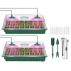 2Pcs 40 Cells Seed Starter Tray Plant Grow Light with 4 Adjustable Brightness Automatic Timing Setting Humidity Dome Plant Germination Garden(No shipm